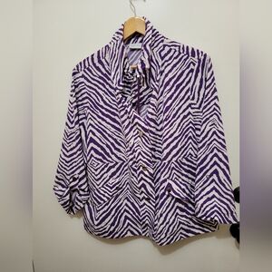 Purple and White Zebra Print Utility Jacket - Size 2
